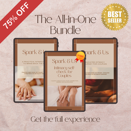 Promotional image of 'Spark & Us' products with text about a bundle offer and bestseller badge.