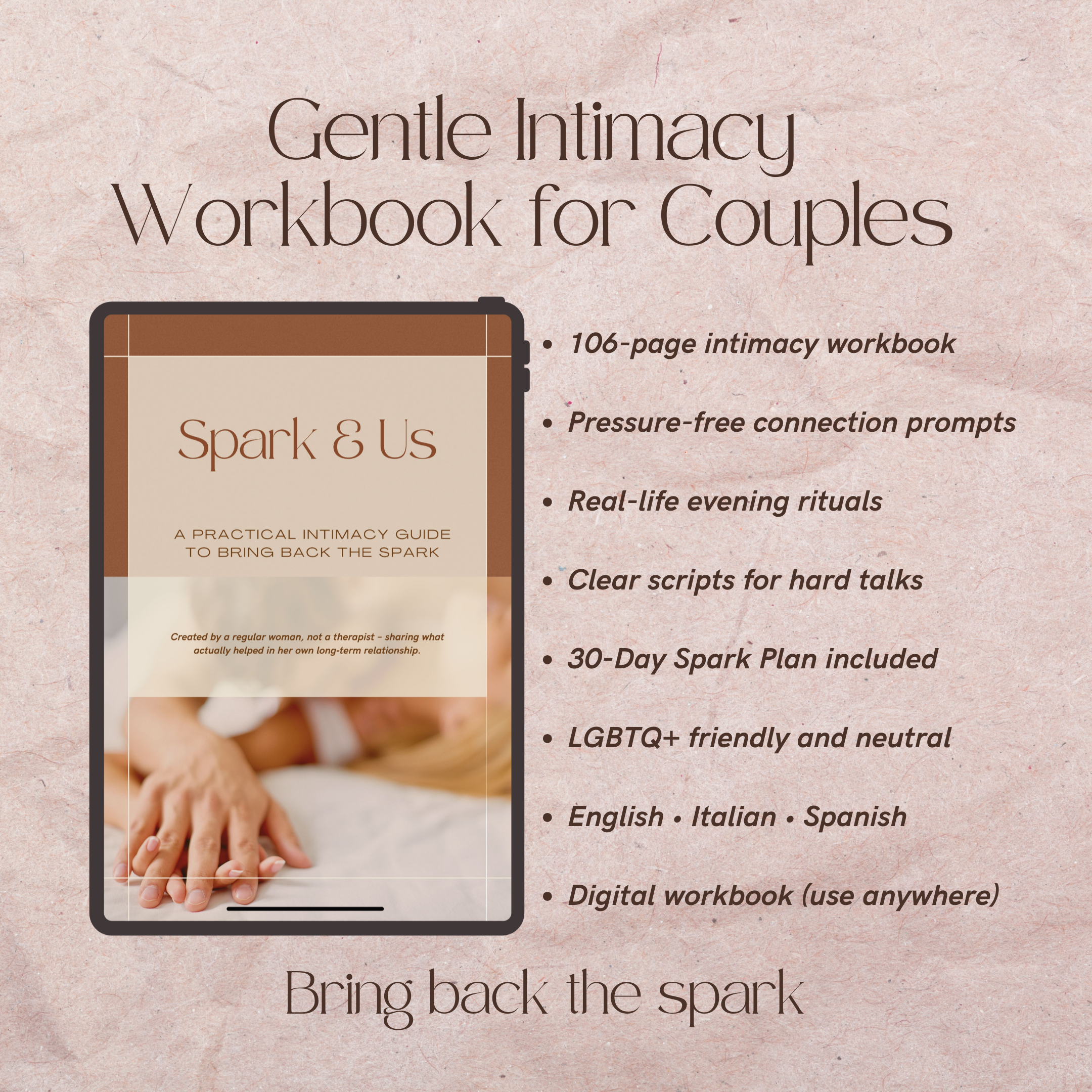 spark and us gentle intimacy workbook for couples 